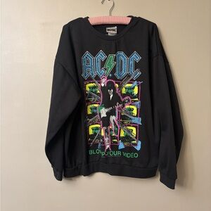 AC/DC Black Sweatshirt with Neon Graphics